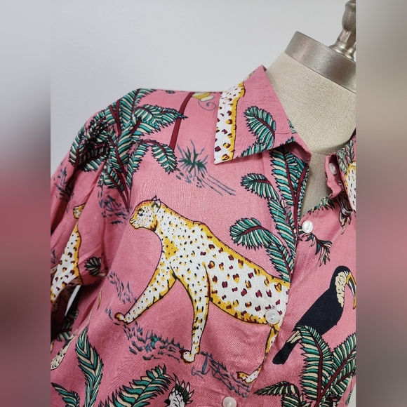 Fox & Hen Pink Animal & Leaf Print Dress Size XLarge - Picture 9 of 16